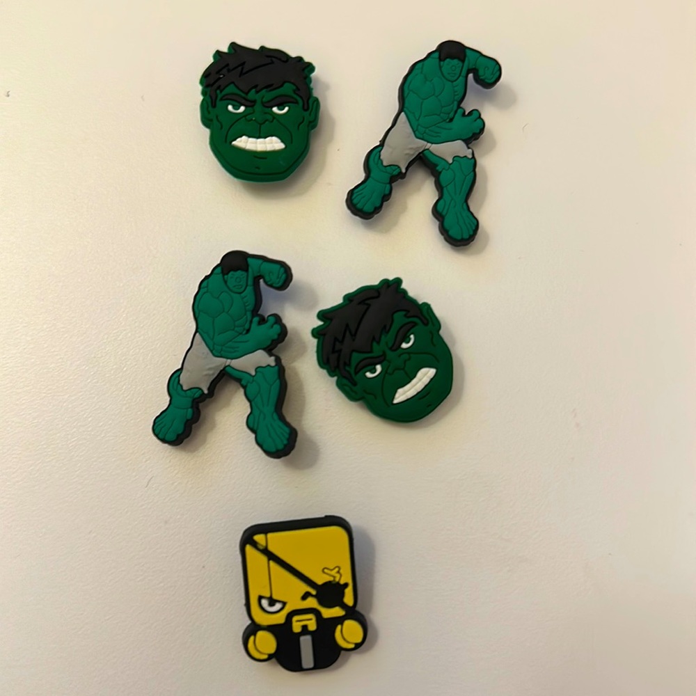 Avengers Hulk and Nick Fury croc charms
